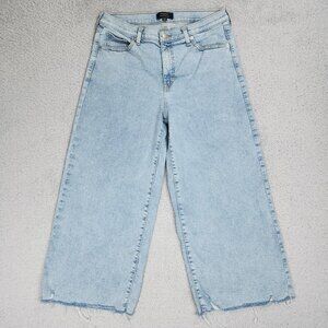 Banana Republic Jeans Womens 14/32 Light Wash Wide Leg High Rise Raw Hem Cropped